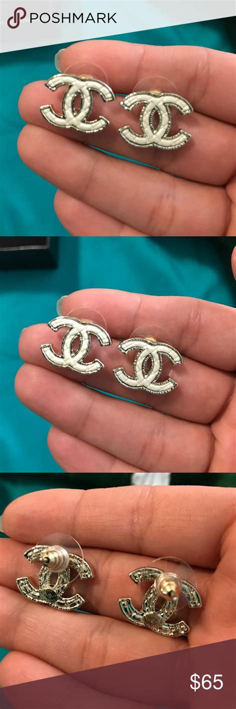 chanel earrings replica backing|Chanel look alike earrings.